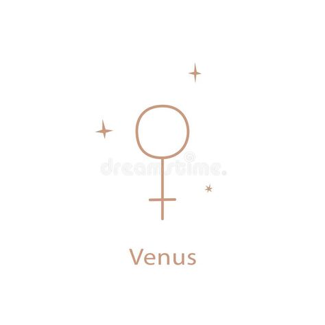 Astrological sign of Venus, cute contour style. Magic card, bohemian design, tattoo, engraving, witch cover vector illustration Goddess Of Venus Tattoo, Venus Sign Tattoo, Venus Illustration, Cute Contour, Venus Tattoo, Cards Art, Tarot Cards Art, Astrological Sign, Design Tattoo