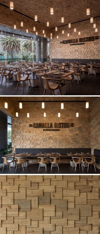 Bistro Design, Decoration Restaurant, Restaurant Seating, Hotel Lounge, Wood Shingles, Restaurant Lighting, Modern Restaurant, Bar Interior, Coffee Shop Design