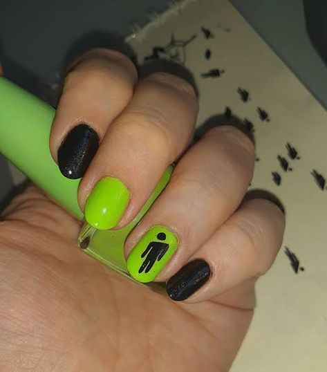 Billie Eilish Nails, Concert Nails, Nails Inspired, Nail Pictures, Simple Gel Nails, Swag Nails, Simple Nails, Glow Up?, Billie Eilish