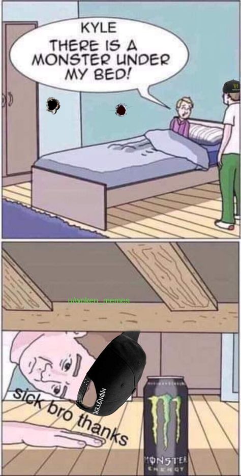 Monster Energy Drinks, Monster Under The Bed, Monster Energy Drink, Manga Japan, Meme Template, My Bed, Energy Drink, Memes Anime, Monster Energy