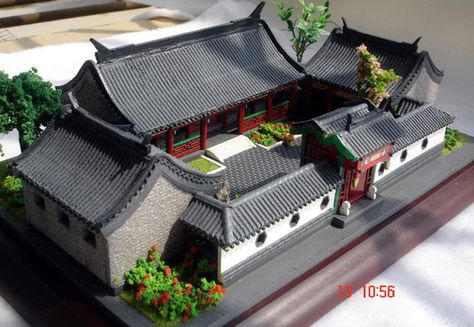 Compound House, Traditional Chinese House, Chinese Village, Breeze Block Wall, Asian House, Chinese House, Narrow Lot House Plans, Fantasy Rooms, Best Tiny House