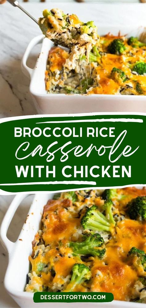 In the mood for creamy, cheesy comfort food? Made with chicken and cheese, this broccoli rice casserole is the BEST. So if you have leftover turkey or rotisserie chicken, try this easy dinner recipe for two! Rotisserie Chicken Recipes Leftover Casserole, Dinner Recipe For Two, Casserole With Chicken, Rotisserie Chicken Recipes Leftover, Leftover Casserole, Batch Recipes, Recipe For Two, Chicken Broccoli Rice Casserole, Chicken Broccoli Rice