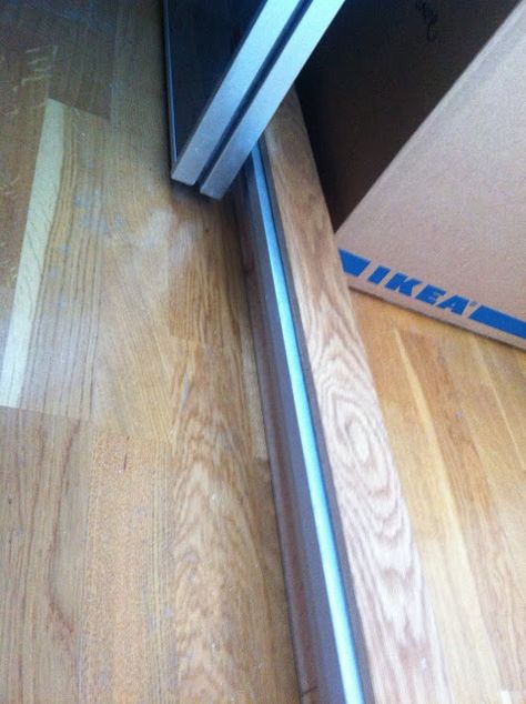 Ikea Sliding Door for Sleeping Alcove Tight Spaces - IKEA Hackers - IKEA Hackers Ikea Sliding Door, Ikea Room Divider, Hackers Ikea, Sliding Wall, Brown Doors, House Updates, Sliding Door Systems, Grey Doors, Closet Organization Diy