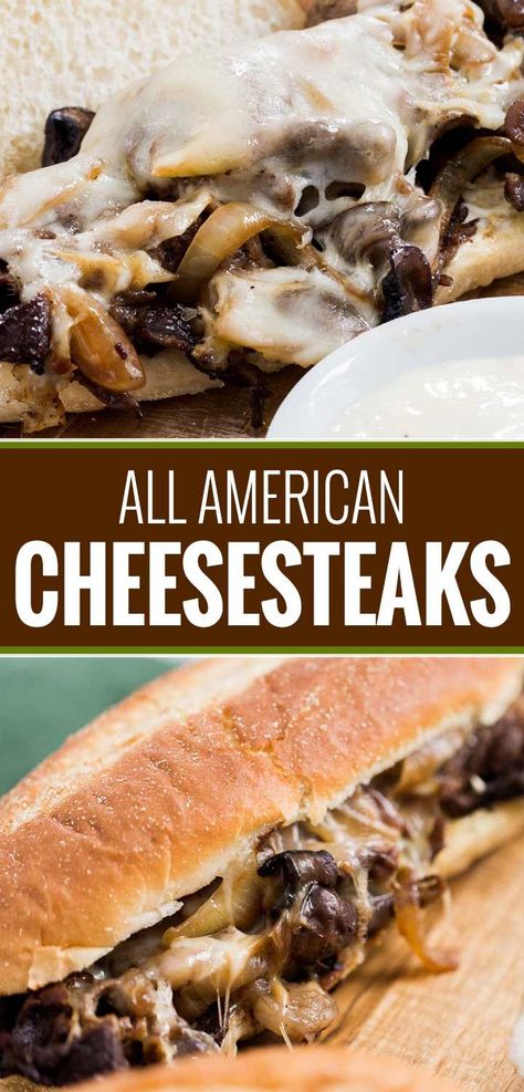 Hoagie Sandwich, Steak And Cheese Sub, Caramelized Onions And Mushrooms, Seared Salmon Recipes, Steak Sandwiches, Cheesesteak Recipe, Chimichurri Recipe, Pan Fried Salmon, Cheese Steak Sandwich