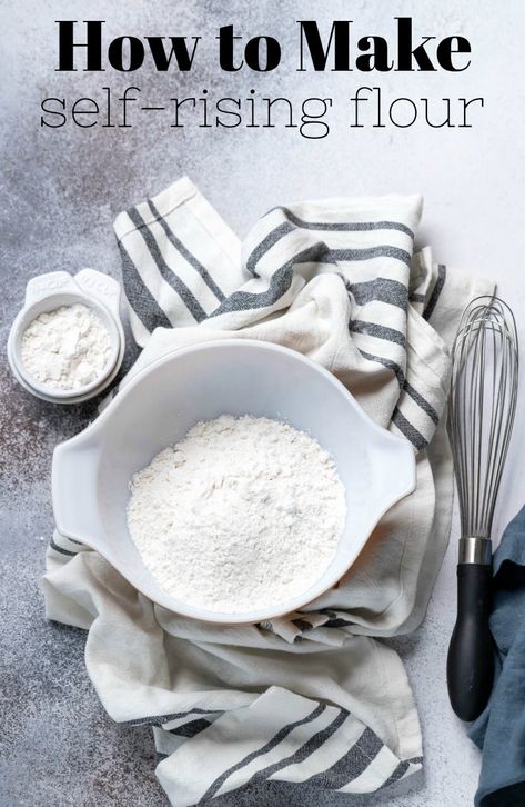 How to make self-rising flour Diy Self Rising Flour, Make Self Rising Flour, Cake Flour Recipe, How To Make Flour, Homemade Cake Mixes, Cake Flour Substitute, Homemade Dry Mixes, Cooking Substitutions, Flour Substitute