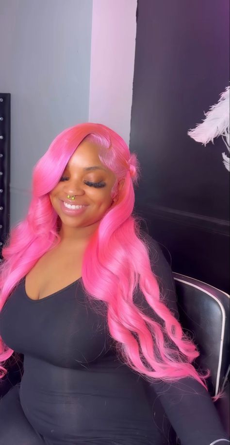 Pink Lace Wig, Custom Color Wigs, September Books, Black Girls Hairstyles Weave, Frontal Wig Install, Weave Ponytail Hairstyles, Frontal Wig Hairstyles, Books Open, Pastel Pink Hair