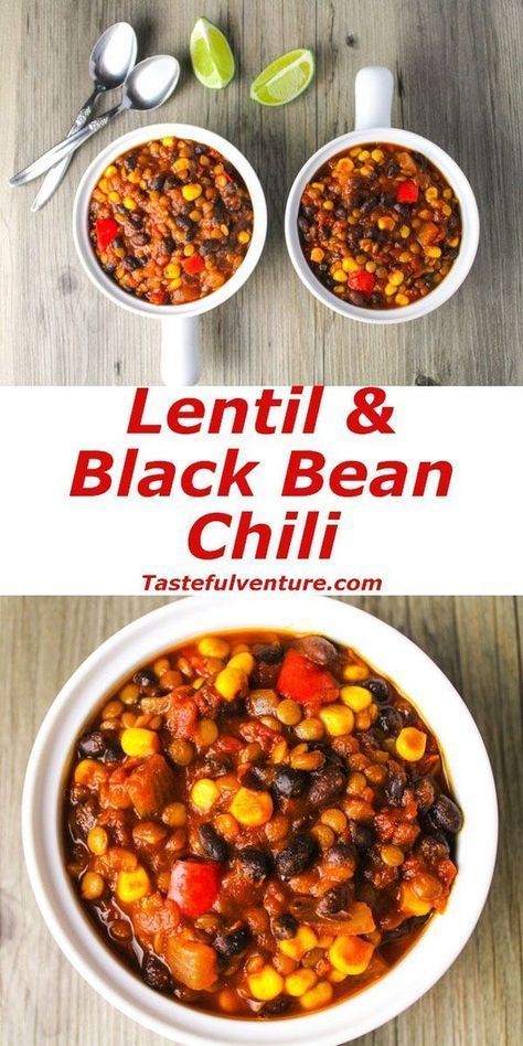 Lentil And Bean Chili, Black Bean And Lentil Chili, Chili With Lentils And Meat, Crockpot Lentil Chili, Lentils And Beans Recipes, Chickpea And Black Bean Recipes, Lentil And Bean Recipes, Lentil Chili Crockpot, Garlic Corn