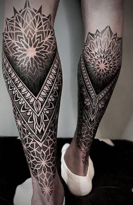 25 Epic Leg Tattoos for Men in 2020 - The Trend Spotter Calf Sleeve Tattoo, Leg Tattoos For Men, Geometric Tattoo Leg, Best Leg Tattoos, Lower Leg Tattoos, Mandala Tattoo Sleeve, Geometric Sleeve Tattoo, Full Leg Tattoos, Muster Tattoos