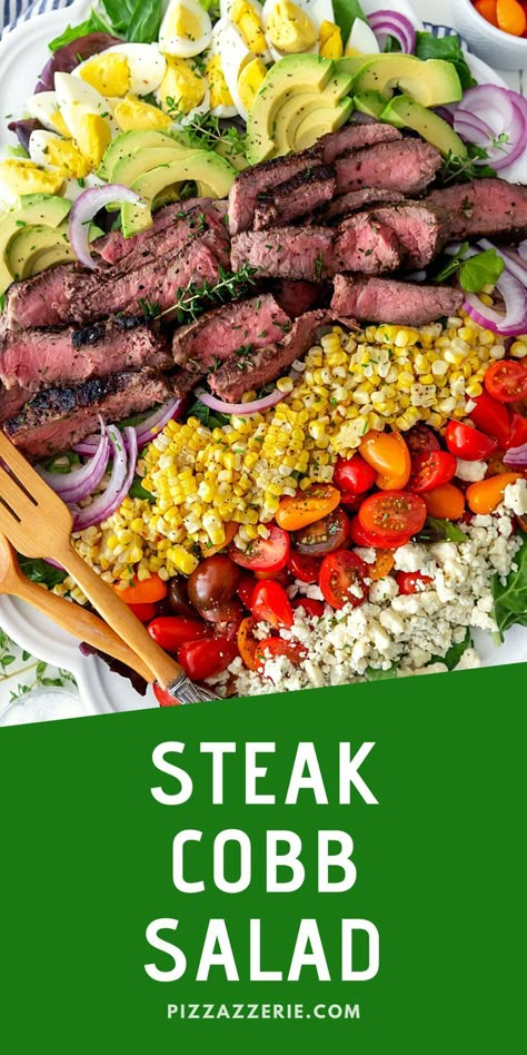 Friends Dinner Ideas, Steak Cobb Salad, Steak Salad Dressing, Grilled Salad Recipes, Dijon Salad Dressing, Panera Soup, Steak Tomatoes, Dijon Salad, Steak Salads