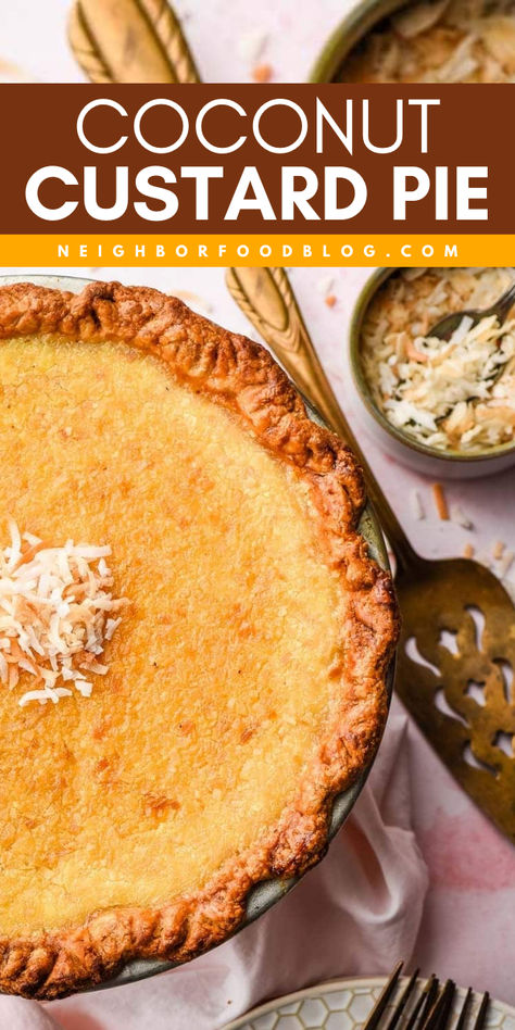 Looking for Thanksgiving dessert recipes? This Coconut Custard Pie is just what you need! Use this recipe to make a creamy custard and toasted coconut pie paired with a buttery homemade crust. This pie is bound to be a hit at every holiday gatherings! Make this dessert now! Canned Custard Recipes, Crustless Coconut Custard Pie, Coconut Custard Pie Condensed Milk, Homemade Coconut Pie, Coconut Pie Recipe Old Fashioned, Old Fashioned Coconut Custard Pie Recipe, Easy Coconut Custard Pie Recipe, Best Coconut Custard Pie Recipe, Custard Pie Recipe Easy