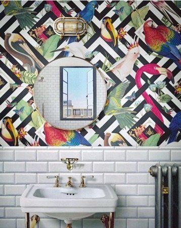 15 Bathroom Wallpaper Ideas That Bring Personality to Any Space Wallpaper For Small Bathroom, Glamorous Wallpaper, Wallpaper In Bathroom, Wc Decoration, Funky Bathroom, Downstairs Wc, Sophie Robinson, Funky Wallpaper, Wallpaper Summer