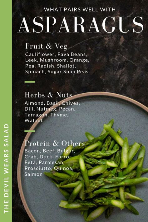 What goes well with asparagus? If you're looking for some inspiration for ingredient pairings for your next salad recipe, check out our flavour profiles! #thedevilwearssalad #foodpairings #saladwithasparagus #asparagus #saladrecipes Edamame Salad, Asparagus Salad, Useful Ideas, Fava Beans, Delicious Vegetables, Sugar Snap Peas, Fruit Vegetables, Asparagus Recipe, Creamy Soup