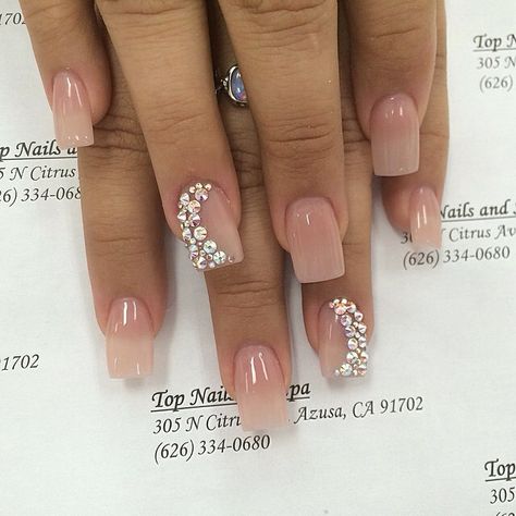 Bridal Nails With Stones, Magic Nails, Short Square Acrylic Nails, Nails Only, Sparkle Nails, Ooh La La, Short Acrylic Nails Designs, Nail Designs Glitter, Pink Acrylic Nails