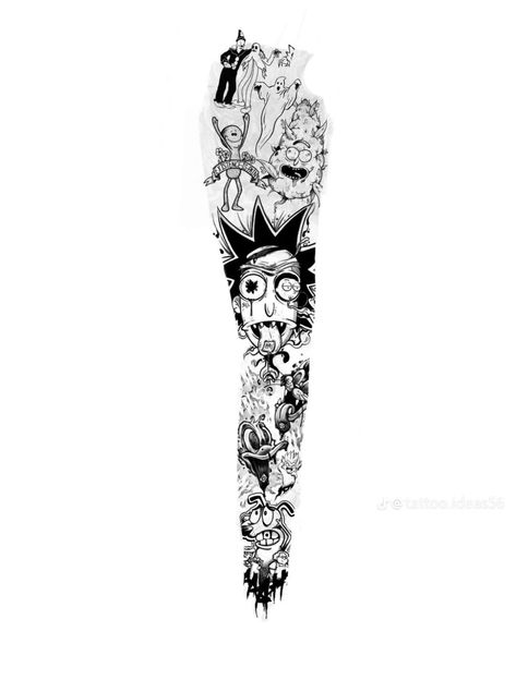 Cartoon Legs, Meaningful Tattoo Quotes, Cool Forearm Tattoos, Hip Tattoos Women, Leg Sleeve Tattoo, Tattoo Design Book, Leg Sleeve, 90s Cartoon, Leg Sleeves