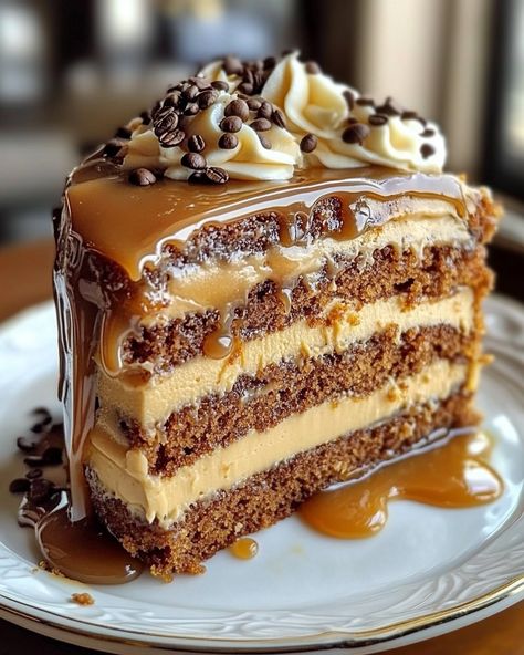 ☕ Gooey Coffee Caramel Cake 🍰 Ingredients - 1 1/2 cups flour - 1 cup sugar - 1/2 cup butter, melted - 1/2 cup brewed coffee - 1/2 cup caramel sauce - 2 eggs - 1 teaspoon vanilla extract - 1 teaspoon baking powder - 1/4 teaspoon salt Instructions 1. Preheat oven to 350°F (175°C) and grease a 9-inch round cake pan. 2. In a large bowl, mix together melted butter, sugar, and vanilla extract. 3. Add the eggs, one at a time, and beat until smooth. 4. Stir in brewed coffee and carame... Coffee Caramel Cake, Vanilla Caramel Cake, Coffee Flavored Cake, Caramel Cake Recipe, Salted Caramel Cake, Coffee Caramel, Coffee Cake Muffins, Cake Cafe, Caramel Desserts