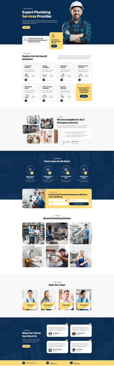 Expert Plumbing Services Provider Landing Page Template Wordpress Landing Page, Business Web Design, Best Landing Pages, Email Template Design, Services Website, Modern Website Design, Webdesign Inspiration, Ui Design Website, Plumbing Services