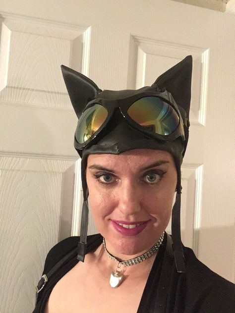 Catwoman cowl I made & Elope goggles Costume With Glasses, Catwoman Costumes, Costumes With Glasses, Catwoman Costume, Cat Woman Costume, Catwoman, Costume Accessories, Goggles, Halloween Costume