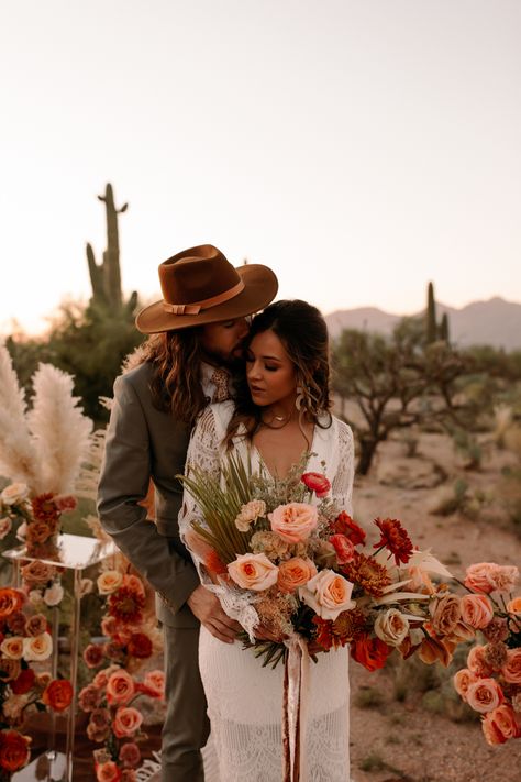 Rosey Sunset Wedding Decor, Desert Bouquet, Saguaro National Park, Wedding Venue Inspiration, National Park Wedding, Bouquet Ideas, Desert Sunset, Sunset Wedding, September Wedding