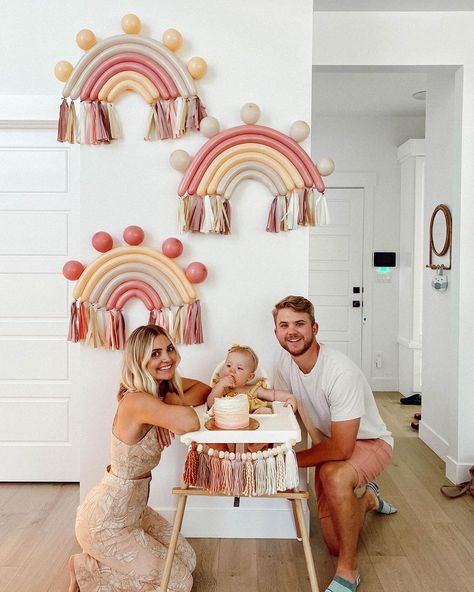 Aspyn Ovard Ferris on Instagram: “Celebrated Cove’s 1st birthday with our families this weekend 💕⭐️ We had @popparkcity do these amazing balloon arrangements…” Rainbow First Birthday, Boho Birthday Party, 1st Birthday Party For Girls, Girl Birthday Themes, First Birthday Party Themes, Rainbow Birthday Party, Boho Birthday