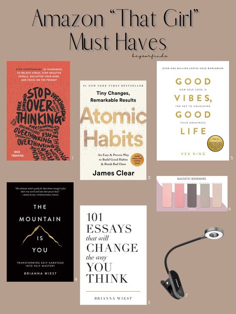 Trending Books 2023, Trendy Books To Read, That Girl Must Haves, Girl Must Haves, Aesthetic Amazon, Focus On The Present, Girly Tips, James Clear, The It Girl