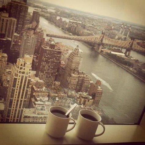 Morning Coffee and a View of New York City. I Love Nyc, Cups Of Coffee, Empire State Of Mind, Nyc Life, New York Life, Ulsan, City That Never Sleeps, Concrete Jungle, City Girl