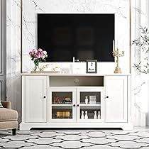 Stand For Tv, Midcentury Tv Stand, Cabinet Sideboard, Mdf Doors, Glass Fireplace, Flat Panel Tv, Tempered Glass Door, Room White, Fireplace Tv Stand