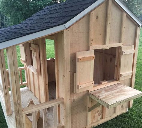 Kids Outdoor Playhouse Dollhouse Outdoor Wooden Playset | Etsy Playhouse Roof, Kids Outdoor Playhouse, Outdoor Dollhouse, Luxury Playhouses, Kids Playhouse Outdoors, Pallet Playhouse, Backyard Playset, Outdoor Playhouse, Playhouse Plans