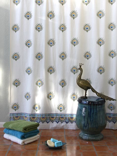 Peacock Bathroom Decor, Peacock Bathroom, Peacock Curtains, Peacock Shower Curtain, Peacock Feather Print, Blue Shower Curtains, Peacock Decor, Cotton Shower Curtain, Bathroom Wallpaper