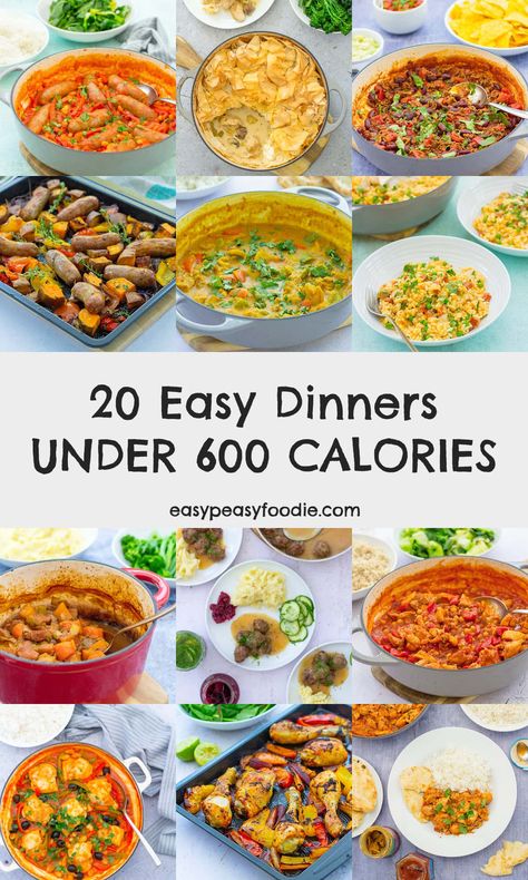 Want to cut down on your calories but still eat well? These 20 easy dinners are all under 600 calories per portion, but are packed with flavour, easy to make and family friendly too (so no more having to cook separate meals!) #under600calories #600caloriedinners #lowcalorie #lowcaloriedinners #dinnersunder600calories #easydinners #healthydinners #januarydiet #easypeasyfoodie #cookblogshare 500 Calorie Dinners, Dinners Under 500 Calories, Fajita Vegetables, Pumpkin Salad, Health Food Recipes, Cheap Healthy Meals, 500 Calories, Healthy Meals For Kids, Easy Dinners