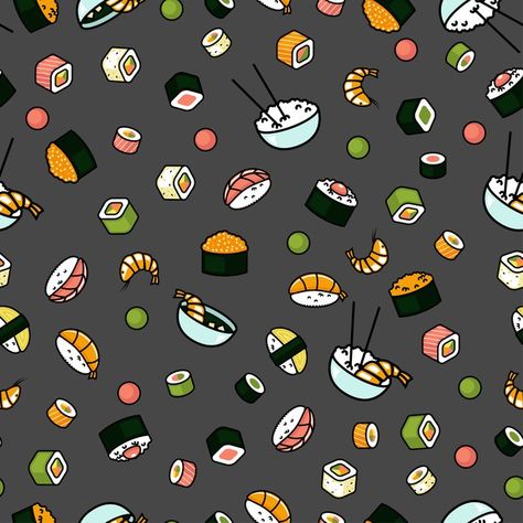 Iphone Wallpaper Food, Sushi Pattern, Japenese Food, Food Wallpapers, Cute Food Wallpaper, Types Of Sushi, Food Pattern, Photoshop Brushes Free, Chic Wallpaper