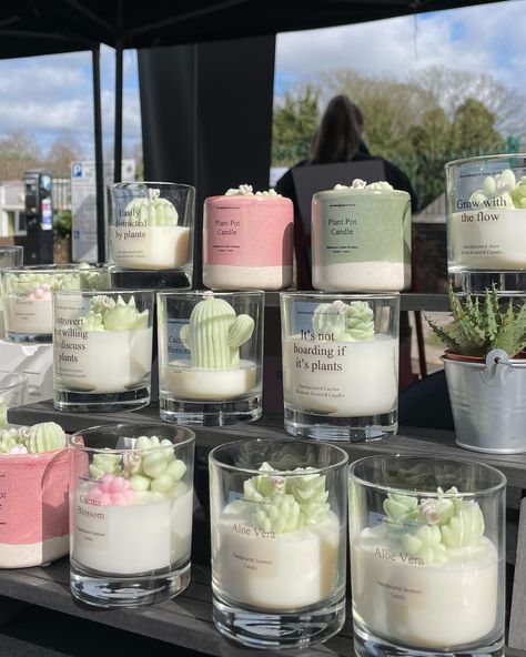 Lovely sunny day at Lymm’s Makers Market ☀️ hope everyone is having a lovely weekend 😊 #market #makersmarket #handmademarket #handpouredcandles #giftideas #shopsmall #supportlocal Garden Candles Ideas, Candle Decoration Ideas, Candle Making Ideas, Decorating With Candles, Homemade Candle Recipes, Candle Garden, Terrarium Candle, Beeswax Candles Diy, Handmade Candles Diy