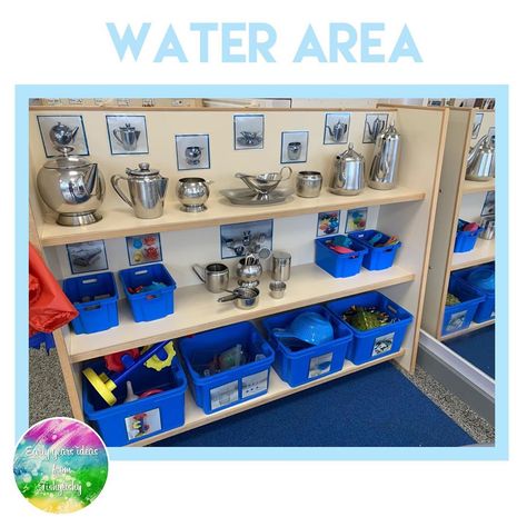 Tishylishy on Instagram: “Water area shelves in Nursery. * * *  #foundationstage #eyfs #eyfsideas #earlyyears #eyfstwitterpals #ece #teachershare…” Eyfs Indoor Areas, Water Area Eyfs, Eyfs Areas, Eyfs Environment, Classroom Areas, Montessori Stations, Eyfs Outdoor Area, Water Play Activities, Easy Math Activities