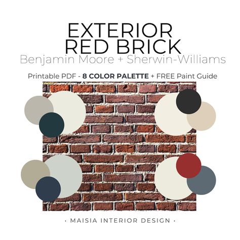 This Home Improvement item by MaisiaInteriorDesign has 22 favorites from Etsy shoppers. Ships from United States. Listed on 25 Oct, 2023 Brick Exterior Colors Schemes, Benjamin Moore Color Palette, Red Brick Paint, Exterior Paint Palette, Brown Brick Exterior, Brick Paint Colors, Sherwin William, Red Brick House Exterior, Red Brick Exteriors