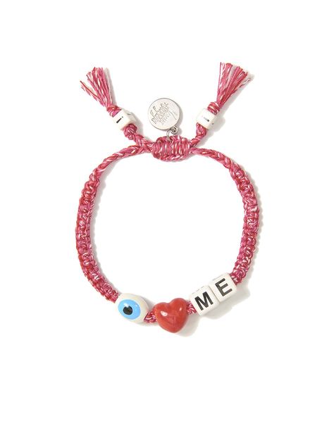 I LOVE ME BRACELET (RED) Miyuki Jewelry, Kids Jewelry Diy, Rave Kandi, Ceramic Charms, Daisy Choker, Am I In Love, Fabric Bracelets, I Love Me, Dear Me