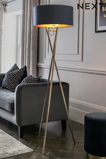 Living Room | Next UK Standing Lamp Living Room, Lounge Lamps, Classic Floor Lamps, Navy Living Rooms, Floor Standing Light, Statement Lamp, Stylish Floor Lamp, Corner Lamp, Living Room Corner