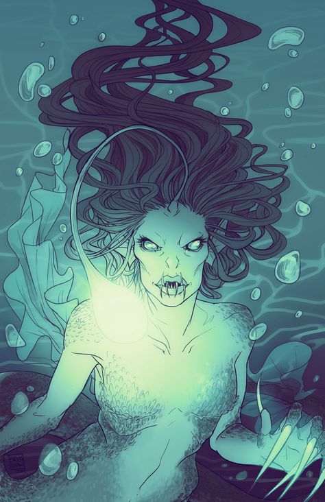 Image Scary Mermaid, Evil Mermaids, Magic Creatures, Mermaid Drawing, Dark Mermaid, Fantasy Mermaids, Mermaid Drawings, Mermaids And Mermen, Angler Fish