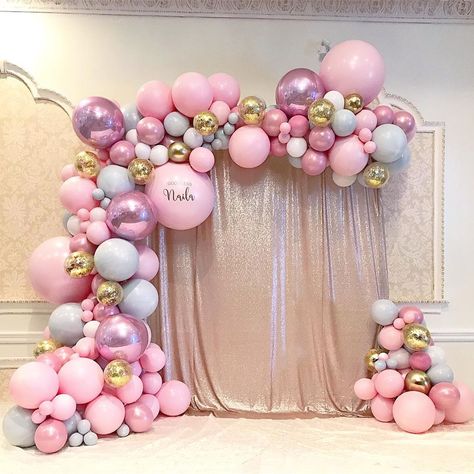 Simple Balloon Decoration, Deco Ballon, Birthday Balloon Decorations, Birthday Party Balloon, Diy Birthday Decorations, Decorations Party, Princess Birthday Party, Pink Balloons