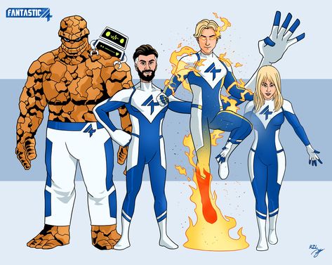 Fantastic Four Villains, Chibi Marvel, The Fantastic Four, Roger Corman, Fantastic 4, Fantasy Comics, Blue Color Schemes, Fantastic Four, Retro Futurism