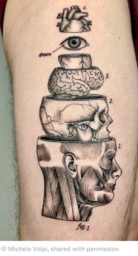 Detail Tattoos, Anatomical Tattoos, Tattoo Ideas Inspiration, Anatomy Tattoo, Mangas Tattoo, Brain Tattoo, Surreal Tattoo, Geometric Tattoo Design, Leg Tattoo Men