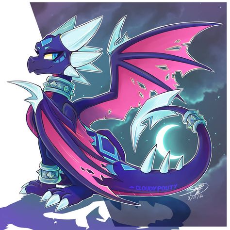 Guardian of Night by cloudypouty on DeviantArt Spyro Characters, Skylanders Spyro, Spyro And Cynder, Dragon Cave, Dragon Series, Spyro The Dragon, Dragon Sketch, Female Dragon, Dragon Puppet