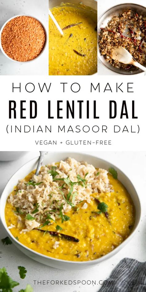 Masoor Dal is a fragrant and flavorful Indian spiced lentil curry made with red lentils, dried red chilis, onion, garlic, and cumin seeds. Enjoy a bowl of this naturally vegan and gluten-free spicy masoor dal recipe as a simple side or healthy main dish. Dal Recipe Indian, Lentil Dal Recipe, Masoor Dal Recipe, Sloppy Joe Recipe Easy, Spiced Lentils, Lentil Dal, Cooking Basmati Rice, Red Lentils, Recipe Indian