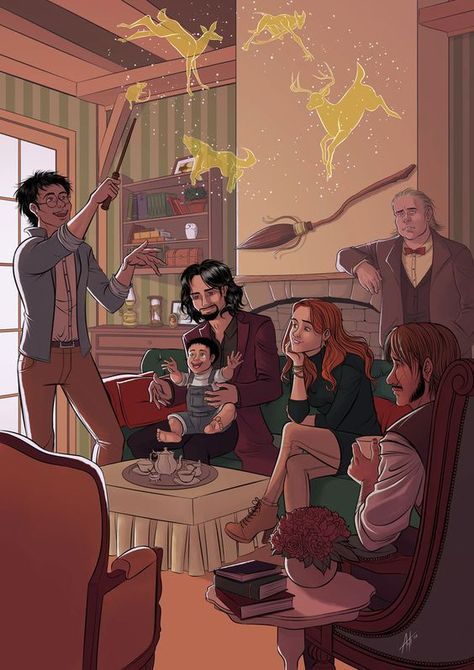 Potter's family and the Marauders by Lefantoan: Fanart Harry Potter, Potter Family, Harry Potter Art Drawings, Severus Rogue, Harry Potter Artwork, Images Harry Potter, Harry Potter Comics, Potter Art, Harry Potter Drawings