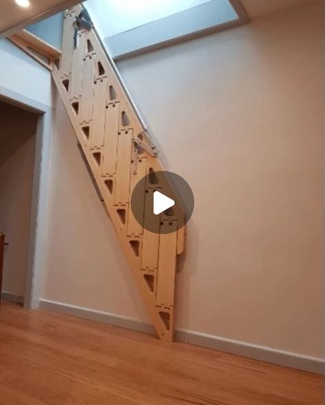 Murphy Stairs, Side Folding Stairs, Folding Stairs Design, Foldable Staircase, Stairwell Storage, Stairs To Attic, Stairs For Small Spaces, Compact Staircase, Compact Stairs