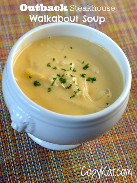 Outback Steakhouse Walkabout Soup from CopyKat.com Walkabout Soup, Outback Recipes, Best Copycat Recipes, Slow Cooker Times, Diy Joy, Outback Steakhouse, Copykat Recipes, Copycat Restaurant Recipes, Cat Recipes