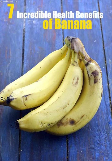 Banana Benefits,7 Incredible Banana Health Benefits | TarlaDalal.com Carb Friendly Recipes, Unripe Banana, Banana Health Benefits, Rashid Khan, High Potassium, Coronary Artery, Banana Shake, Banana Benefits, Banana Drinks