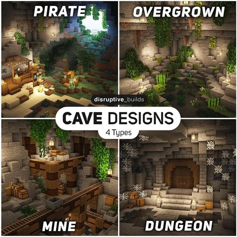 Cave Ideas Minecraft, Things To Build On Minecraft, Minecraft World Ideas, Minecraft Medieval House, Minecraft Underground, World Ideas, Minecraft Decoration, Mc Builds, Rumah Minecraft Sederhana