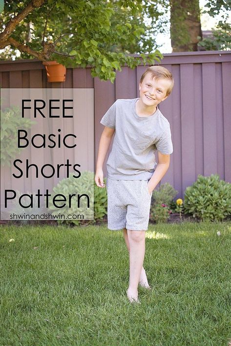 Free Basic Shorts Pattern || Shwin&Shwin Boy Shorts Pattern, Shorts Pattern Sewing, Shorts Pattern Free, Sewing Men, Boy Sewing, Shorts Pattern, Boys Pattern, Spring Clothes, Boys Shorts