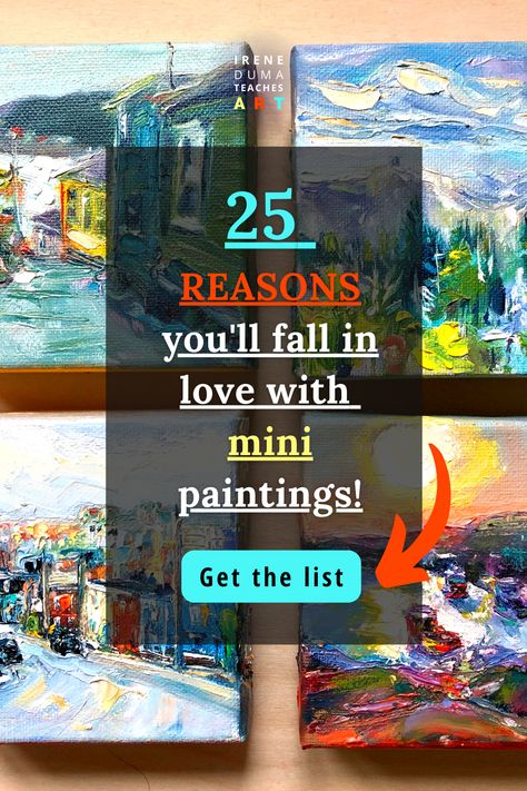 I have a confession to make: I'm addicted to mini oil paintings! 😍🎨 There's something magical about the way a small canvas can capture so much emotion and detail. Join me on this artistic adventure as I share 25 reasons why creating simple canvas mini-paintings is a game-changer for any artist. 🖌️🌟 Mini Painting Ideas On Canvas, Small Oil Paintings, Mini Acrylic Paintings, Big Paintings, Mini Oil Painting, Oil Painting Supplies, Oil Painting Lessons, Oil Painting On Paper, Start Painting