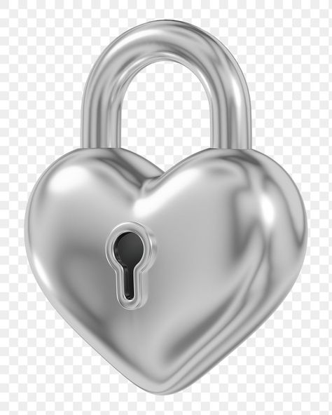 Heart Padlocks, Heart Illustration, Chrome Hearts, 3d Illustration, Silver Heart, Transparent Background, Silver