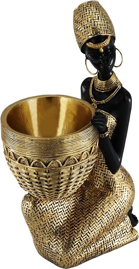 Amazon.com: Lescafita African Statues and Sculptures for Home Decor, Tribal Art Figurines for Living Room Decorations, Gold Vintage Aesthetic Ornament for Bookshelf and Tables, Housewarming Gifts for Women : Home & Kitchen Gold Vintage Aesthetic, Joan Of Arc Statue, Elegant Sculpture, African Statues, Tv Tables, Mantel Shelves, African Figurines, Living Room Decorations, African Inspired Decor